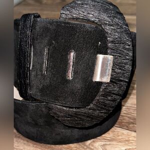 STEVEN suede half moon jacquard buckle